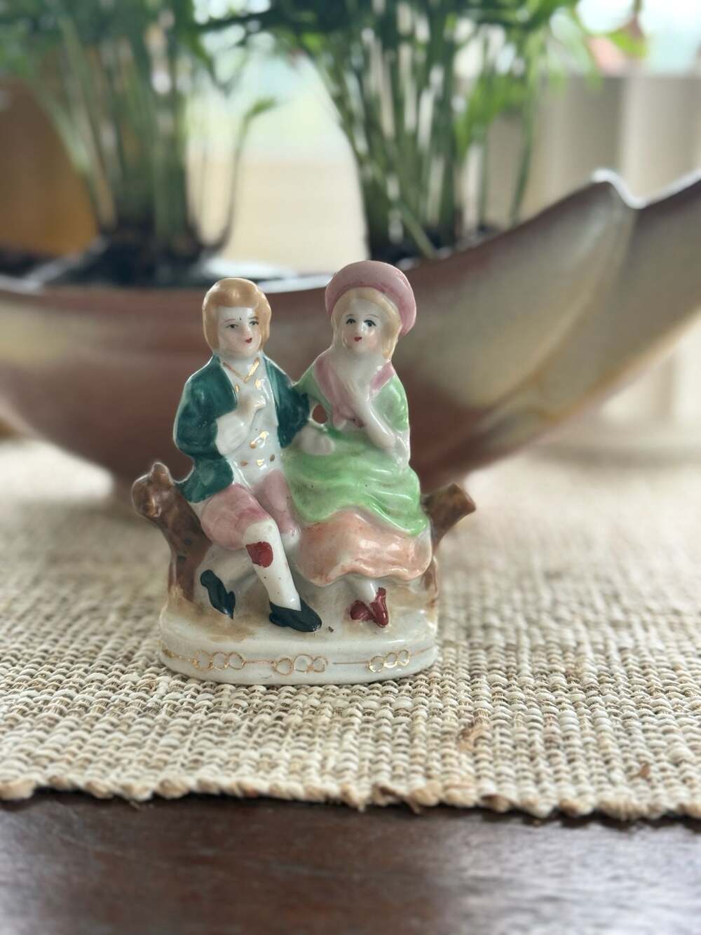 Vintage Japanese Maruyama Porcelain Victorian Couple Figurine